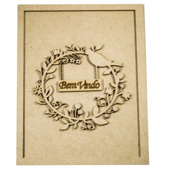 Quadro Com Recorte " Pássaro Bem Vindo" 22x16