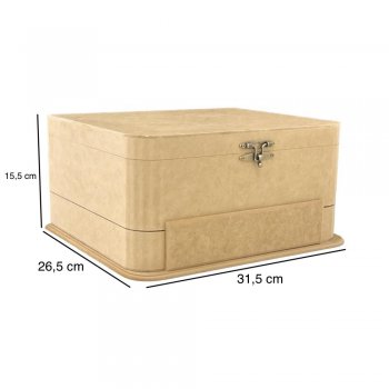 Frasqueira Arredondada Com 16 Divisões E Gaveta 31,5x26,5x15,5