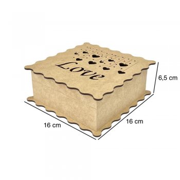 Caixa Ondulada Vazada "Love" 16x16x6,5