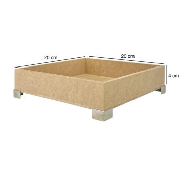 Bandeja Quadrada Para Difusor Com Pé De Metal Niquelado 20x20x4