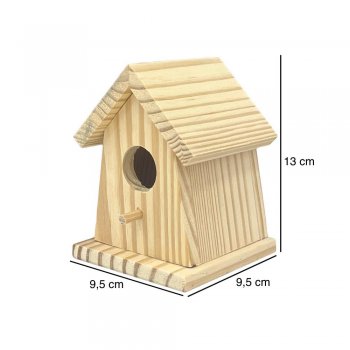 Casa De Passarinho Simples Pinus 9,5x9,5x13