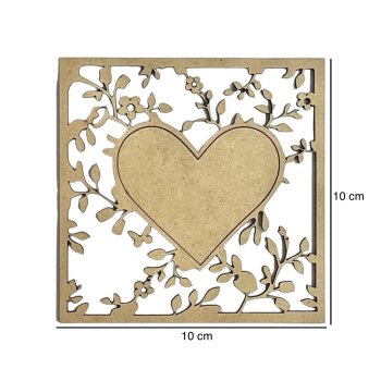 Aplique Quadrado Floral Coração 10x10