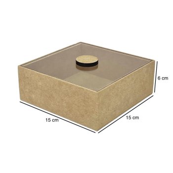 Caixa Tampa De Acrilico Com Puxador Bolinha 15x15x6