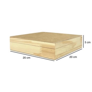 Caixa De Pinus Com 4 Divisórias 20x20x5