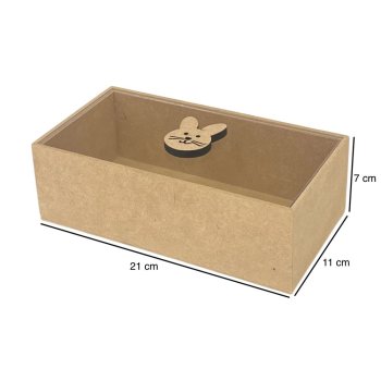 Caixa De Bombom Com Tampa De Acrílico E Puxador Coelhinho 21x11x7