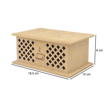 Caixa Porta Chá 2 Divisórias Laser Vazada 18,5x12x8