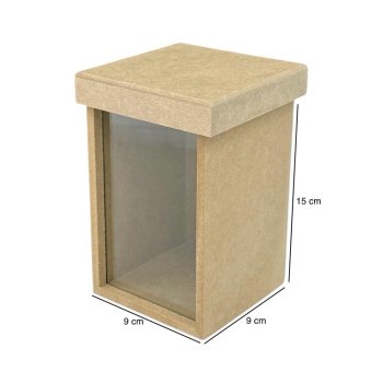 Caixa De Chá Alta Tampa De Sapato Com Vidro 9x9x15