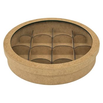 Caixa Redonda Para 12 Doces Com Tampa De Acrílico Grande 20x20x4