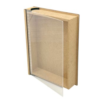 Caixa Livro Com Tampa De Acrilico Média 26x19,5x5