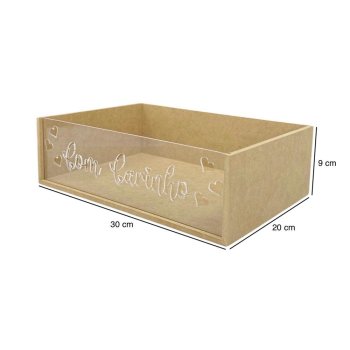 Bandeja Retangular Com Acrílico Vazado "Com Carinho" 30x20x9