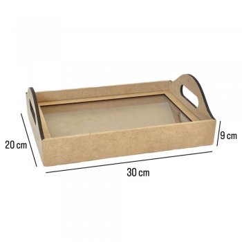 Bandeja Com Vidro Pequena 20X30X9