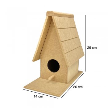 Casa De Passarinho Com Teto Riscado G 26X14X26