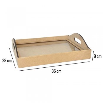 Bandeja Com Vidro Grande 36X28X9