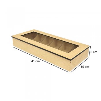 Caixa Porta Óculos 6 Divisões Com Vidro 41X19X6