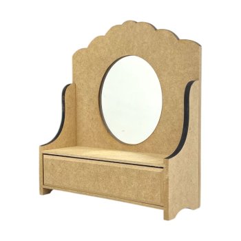 Penteadeira Pequena Trabalhada Com 1 Gaveta E Espelho 18X7X21