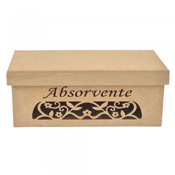 Caixa Porta Absorvente Laser Vazado Arabesco Flor 21X10X9