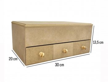Caixa Porta Jóia 3 Gavetas 30X20X13,5