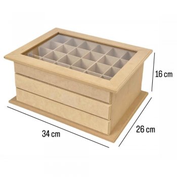 Comoda Biju Com Vidro 3 Gavetas 34X26X16