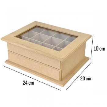 Comoda Biju Pequena Com Vidro 1 Gaveta 24X20X10