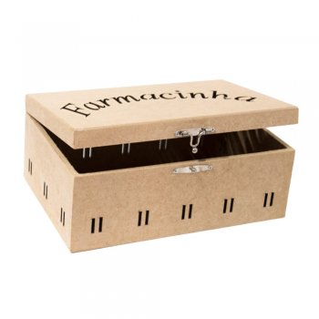 Caixa Farmacinha Laser Vazado Com Passa Fita e Dobradiça 30X20X13