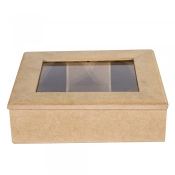 Caixa Porta Óculos 3 Divisão Com Vidro 21X18X7